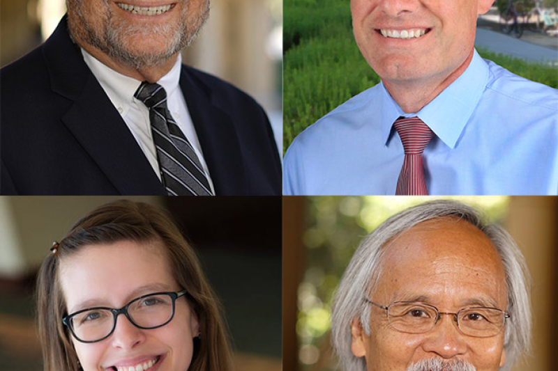This year's alumni award recipients are (clockwise from top left) David Berliner, Jeff Gilbert, Gary Mukai and Kirstin Milks.