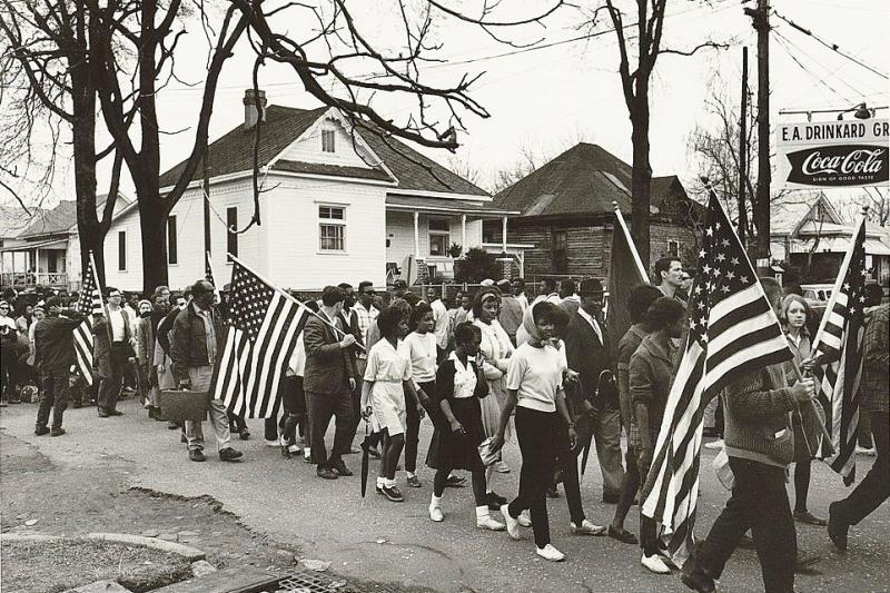 Participants marching in the civil rights march from Selma to Montgomery, Alabama in 1965 (Library of Congress)