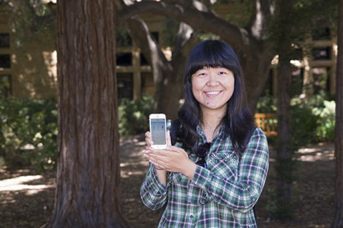 Mingming Jiang developed a social mobile application for her LDT project called "Releaf" that addresses student wellness. (Photo: Marc Franklin)