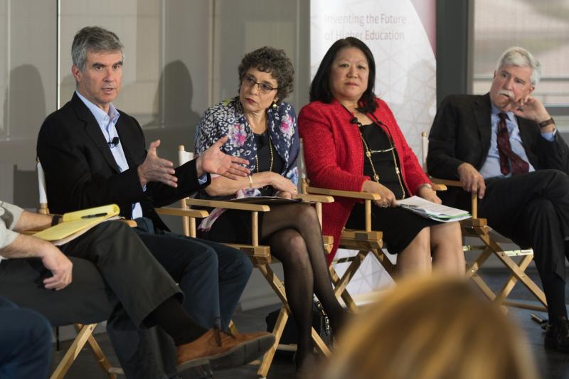 Dan Schwartz, Annalee Saxenian, Ellen Junn and Brian Murphy on the learning panel at Stanford. (Photo: Steve Castillo)