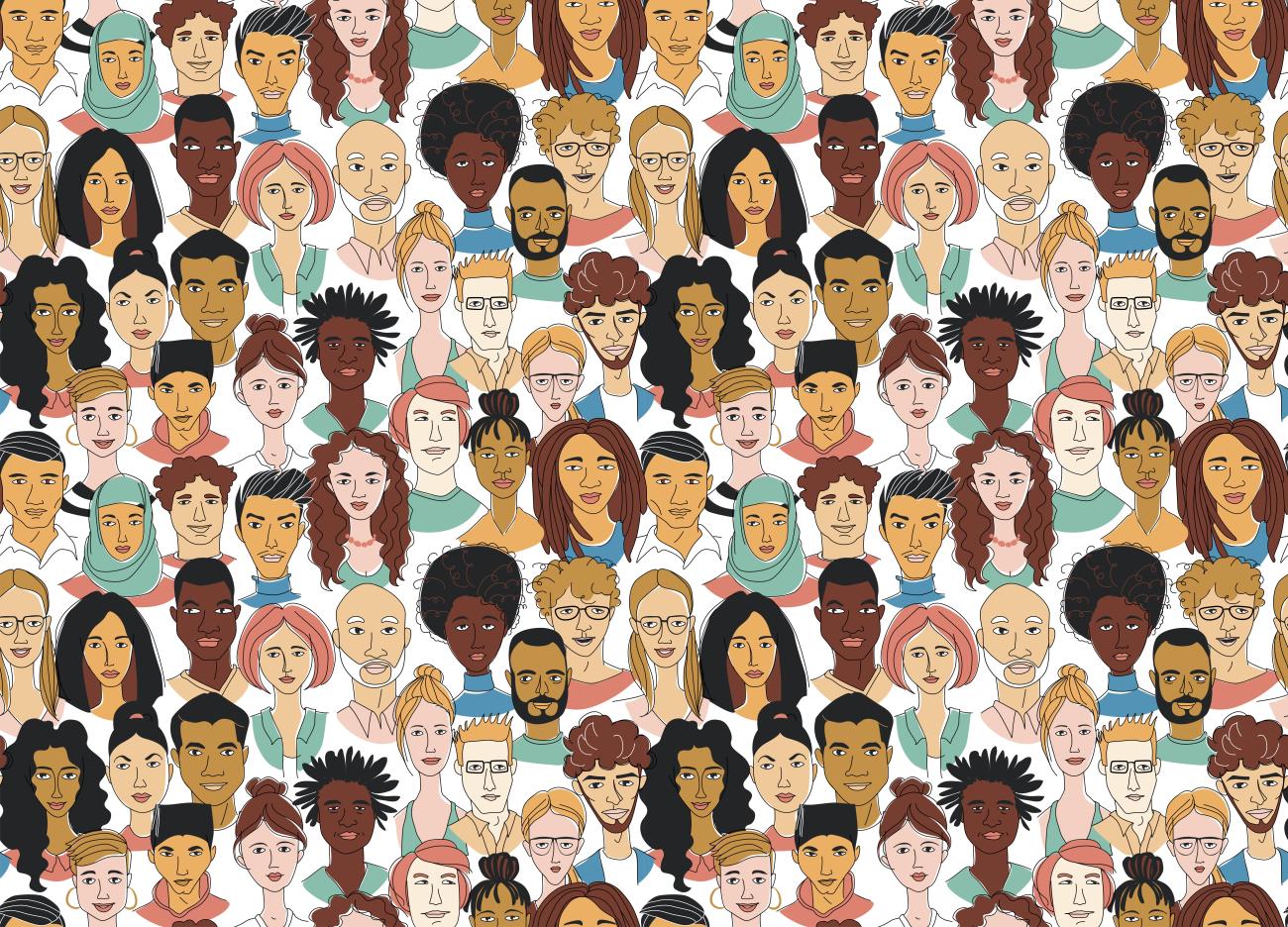 Image of many faces reflecting diversity
