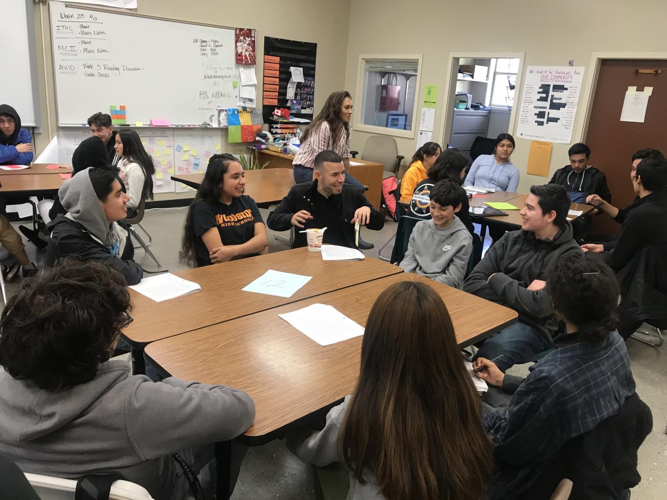 Photo of Jonathan Rosa and students in his Intro to Latinx Studies class