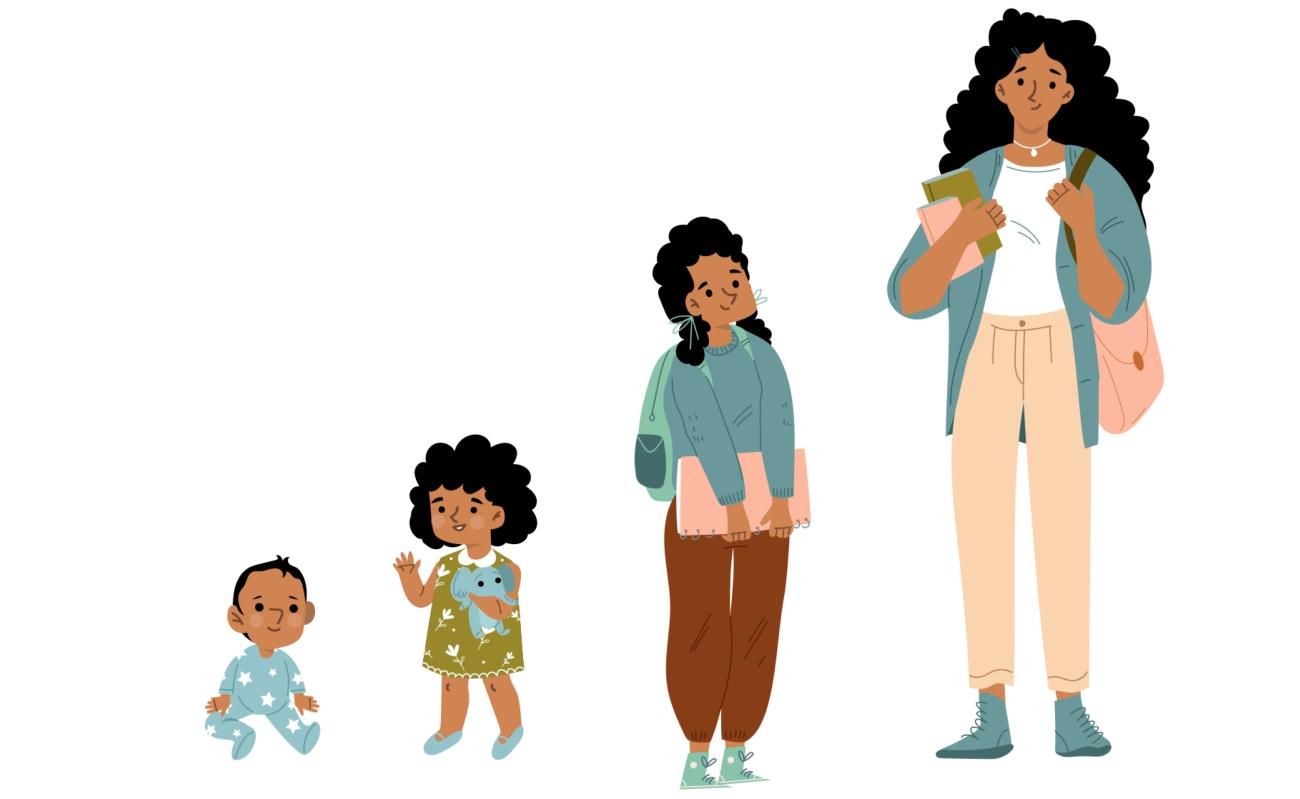 Image of a lifespan from infant to young adult