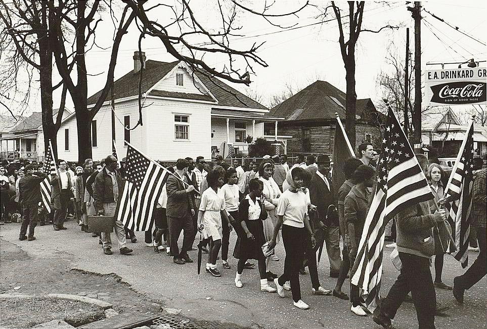 Participants marching in the civil rights march from Selma to Montgomery, Alabama in 1965 (Library of Congress)
