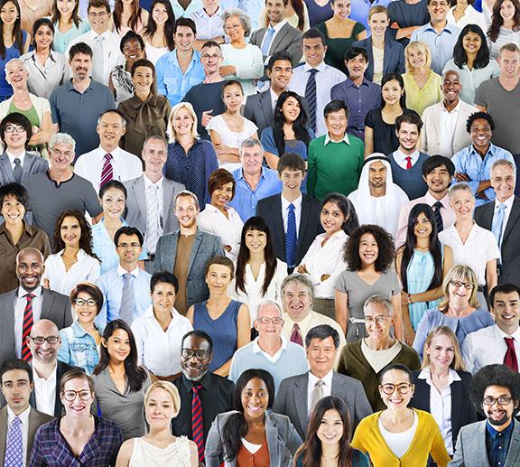 Collage of diverse people.