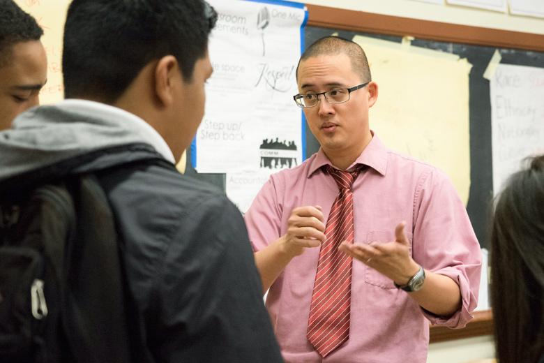 David Ko explains an assignment to students in his ethnic studies class at Washington High School in San Francisco. A Stanford study finds academic gains after taking the class. (Photo: Marc Franklin)
